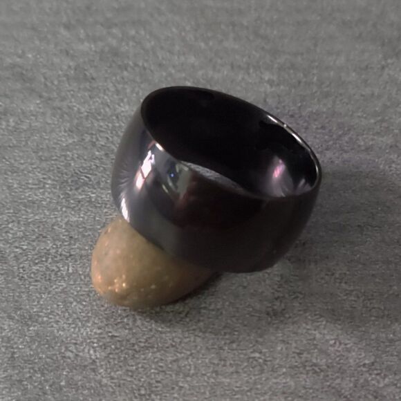 Men's Black 10mm Wedding Ring Band - 10mm Black Wedding Ring For Him - Picture 4 of 6